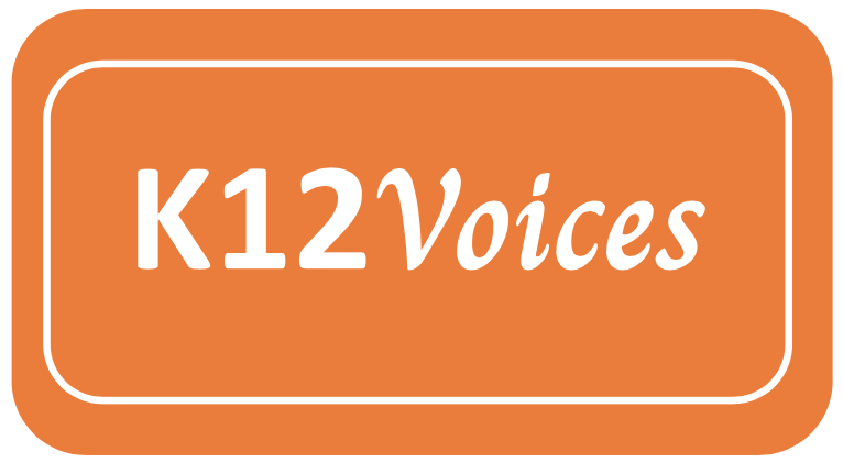 K12Voices logo in orange.