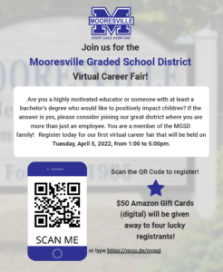 Teach in BEAUTIFUL Lake Norman!  Register NOW for the MGSD Virtual Education Career Fair, Tuesday, April 5, 2022