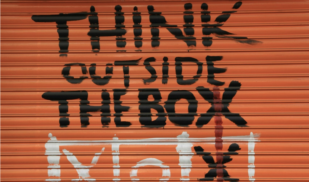 Title graphic that says Think Outside the Box with a tic-tac-toe board the bottom.